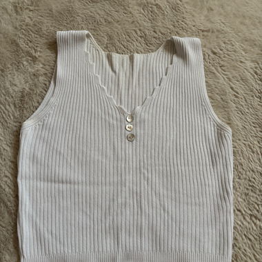 Buttoned Ribbed Tank Top