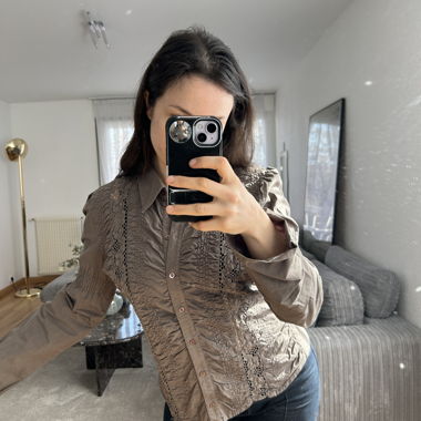 Camicia marrone MEXX con pizzo, taglia 40