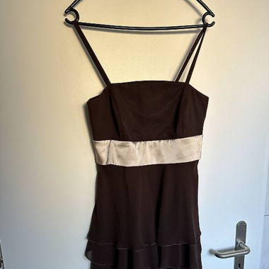 Kleid Braun mit Band Beige Gr. 36 / S