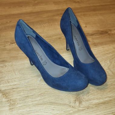 Tamaris décolleté in nabuk 38 blu