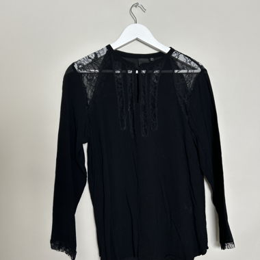 Black Lace Long Sleeve Blouse