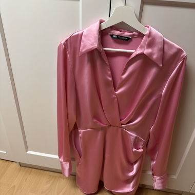 ZARA pink satin dress with wrap-look