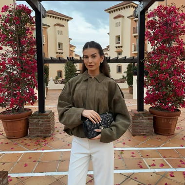 Kaki Old Money Retro 90' Bomber Jacket