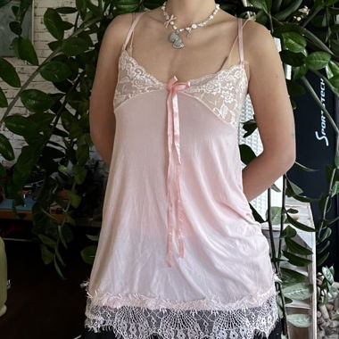 Camisole légère vintage japonaise rose pastel