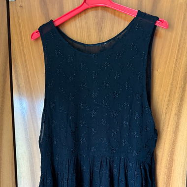 Black Sheer Dress with Embroidered Flowers
