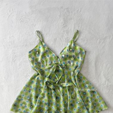 VS Green Satin & Chiffon Slip Dress (S/M)