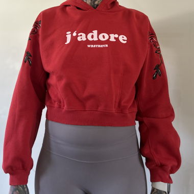 Red WRSTBHVR Cropped Hoodie M