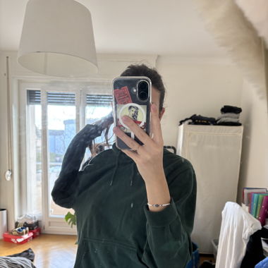 green hoodie