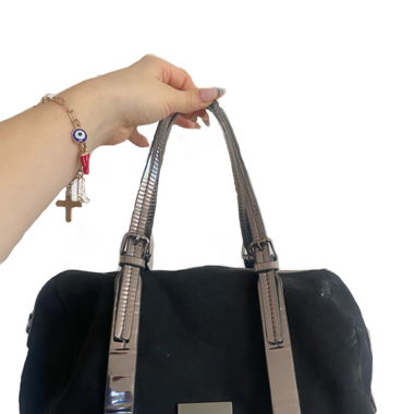 black bag with silver accessoires 