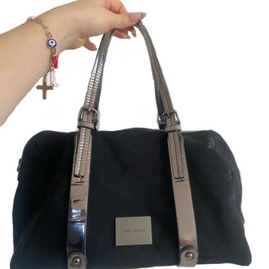 black bag with silver accessoires 
