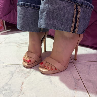 Sandali rosa nude con tacco