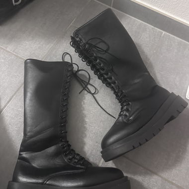 Black Lace-Up Boots Size 39