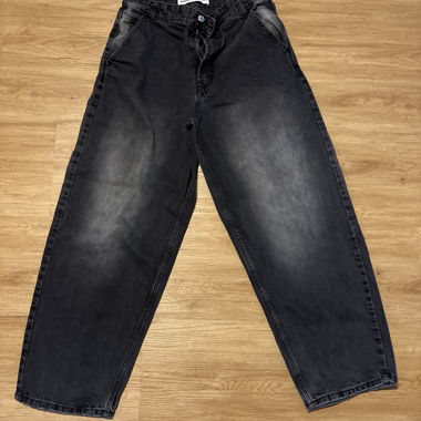 Pantaloni wide-leg neri effetto lavato
