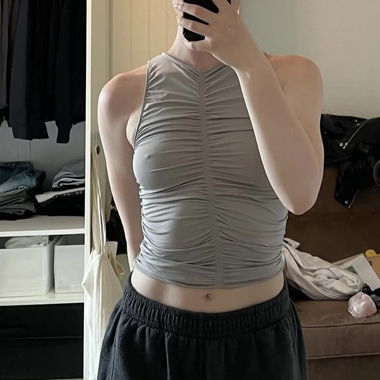 Crop top gris matière sport 
