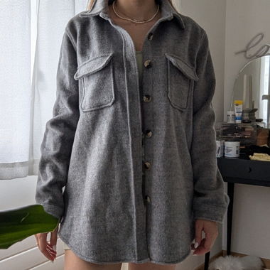 Graue oversized Stoffjacke von Object