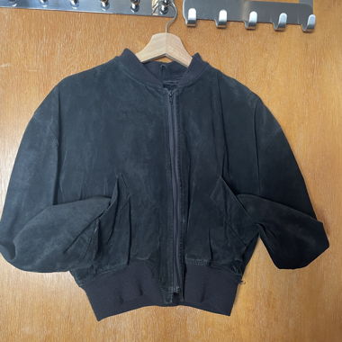 Giacca bomber in pelle autentica nera stile anni 90 / Y2K