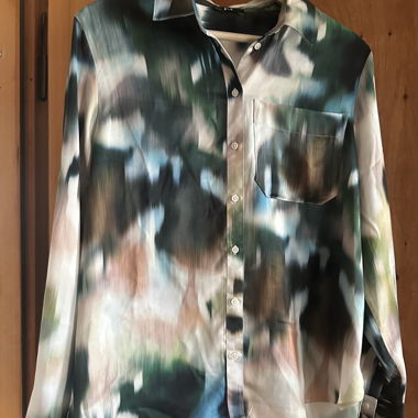 Camicia in raso blu/verde