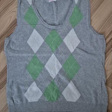 Gilet en maille gris motif losanges Argyle