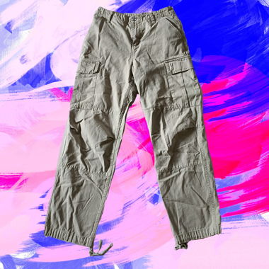 Beige high-waist cargo pants
