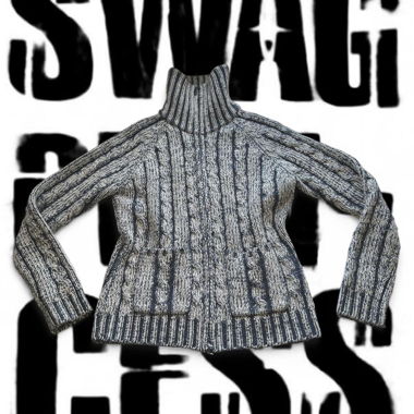 Pull en maille à col roulé zippé