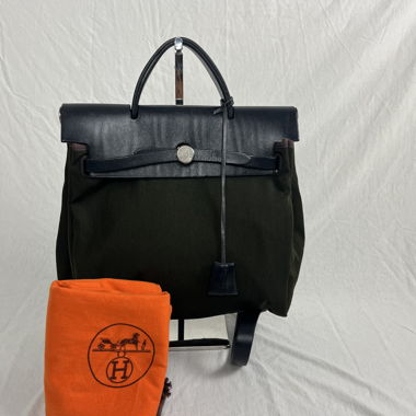 Sac Hermès Herbag Ado PM kaki/noir