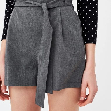 gray belted shorts 