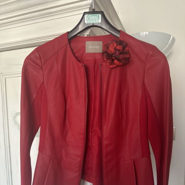 Elegant Jacket, Classic Red, Faux Leather