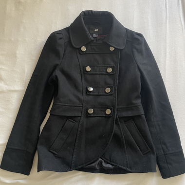 Giacca Napoleone H&M, cappotto nero, taglia 38