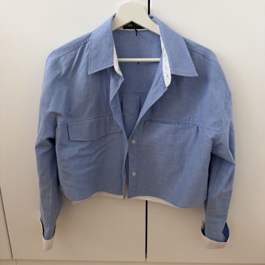 Blaue Crop Bluse