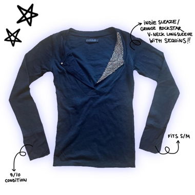 y2k vintage cotton longsleeve sweater with sequins