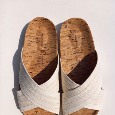 HESSNATUR natural organic cotton mule cork sandals