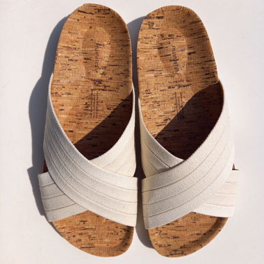 HESSNATUR natural organic cotton mule cork sandals