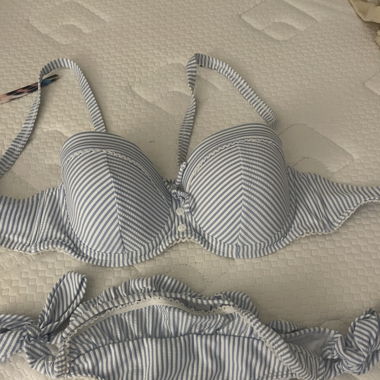 Blue white stripe bikini size medium 