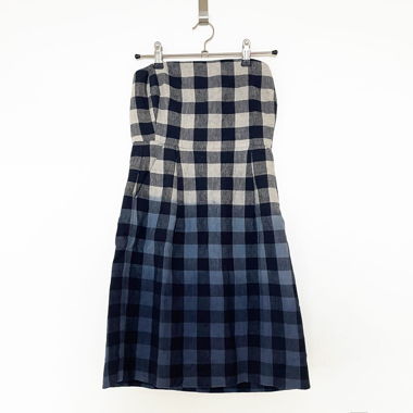 Mini-robe sans bretelles à motif à carreaux