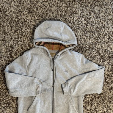 BURBERRY, ZIP HOODIE GREY