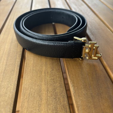 Cintura in pelle nera 100 cm