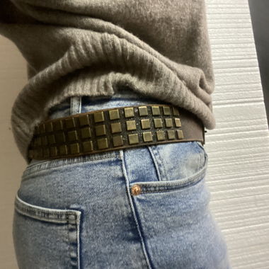 Y2K BURTON vintage Ceinture cloutée Brun foncé