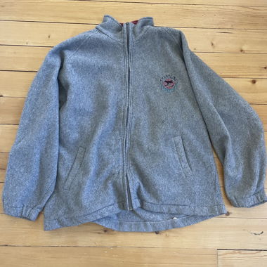 Giacca in pile grigia vintage con zip