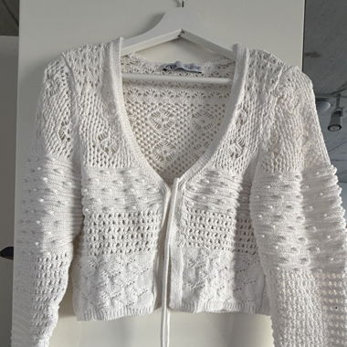 Cardigan all'uncinetto bianco ZARA corto