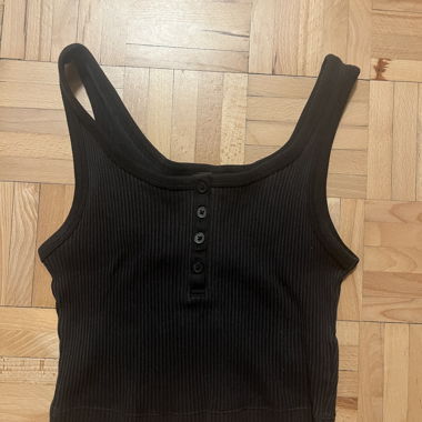 Schwarzes Rippen-Top