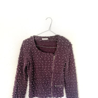 Giacca Viola Testurizzata con Zip