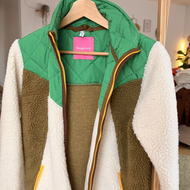 Outdoor-style teddy jacket with quilting