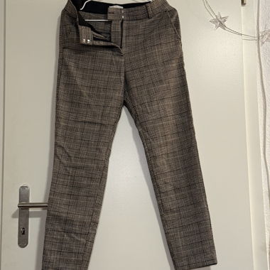 Brown Plaid Fabric Trousers