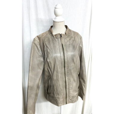 Lederjacke aus Echtleder Grau-Braun