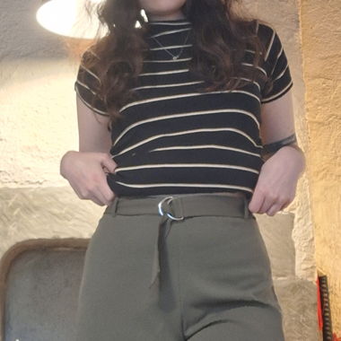 Pantalon élastique kaki