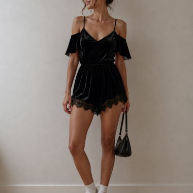 Combinaison noire en satin