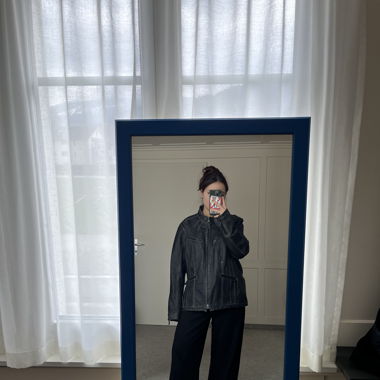 double zip leather jacket