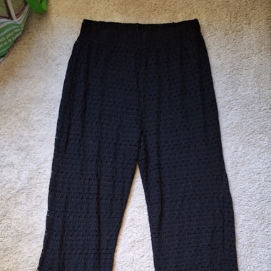 Black Crocheted Fabric Pants