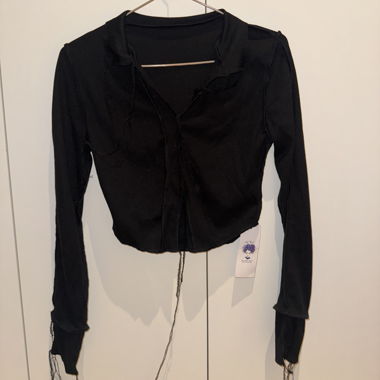 Schwarze Langarm-Bluse