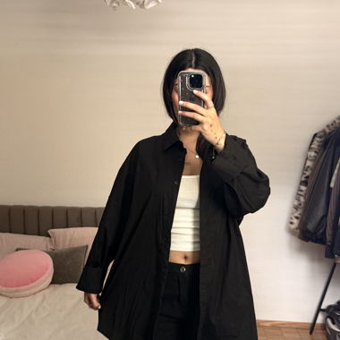 Black oversized shirt jacket